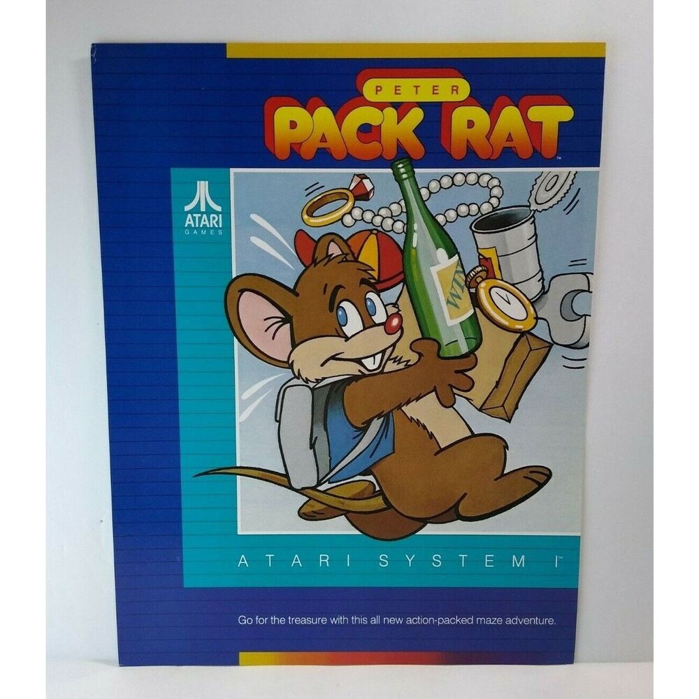 Peter Pack Rat Arcade Flyer Original Vintage 1985 Atari Video Game Art 8.5" x 11
